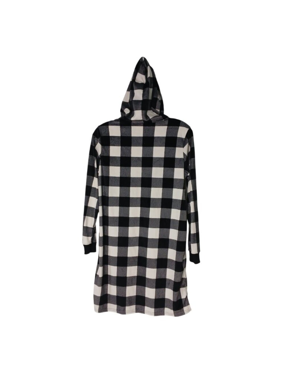 Sleep Chic Size XS Nightgown Hooded Black White Buffalo Check Super Soft #D-40 - Picture 2 of 9